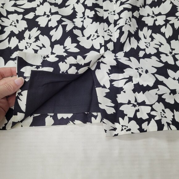 Loft‎ Skirt Women14 Black White Floral Lined Pencil Back Slit Skirt Office - Picture 4 of 11
